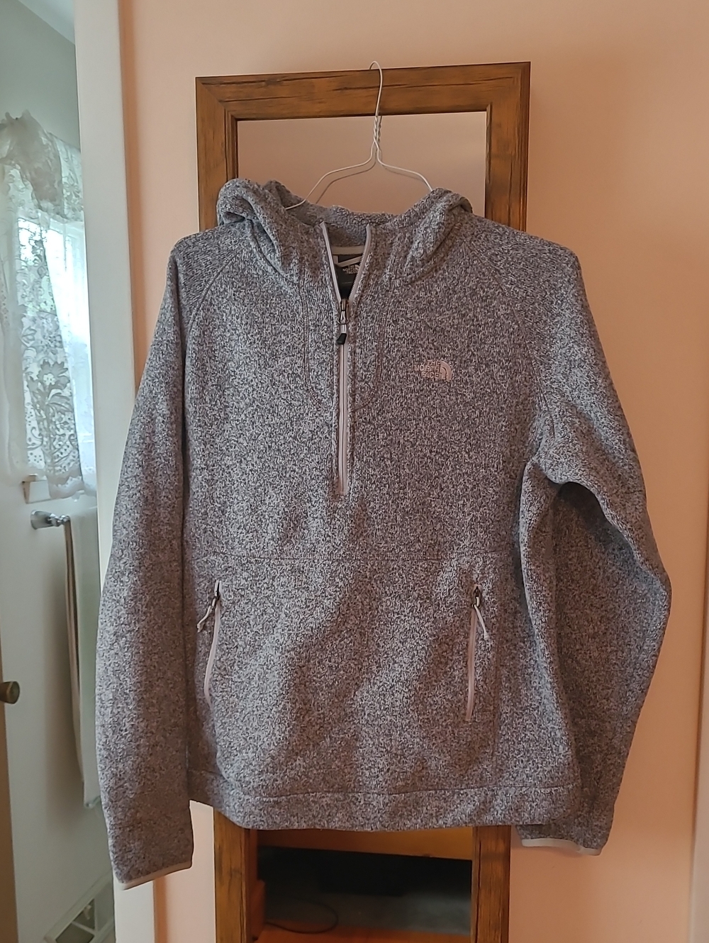 The North Face Men's Heather Gray Half-Zip Hooded Sweater